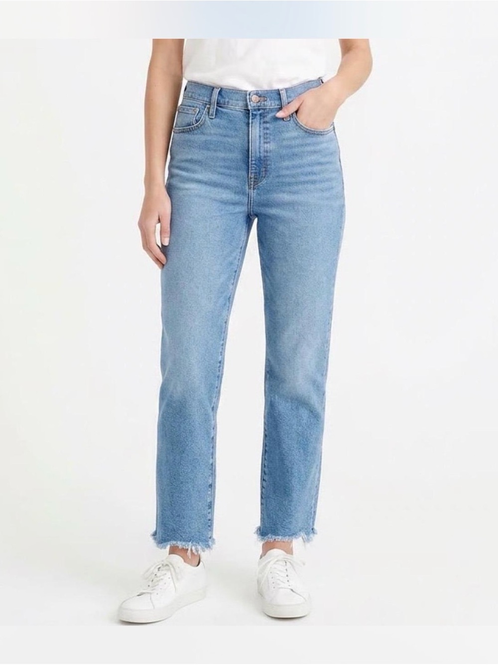 J. Crew Light wash essential Street jeans with frayed hem size 31.